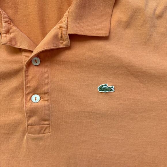 Lacoste Orange Polo Shirt Men’s Size 8 XL Logo Croc Cotton Classic - Picture 3 of 10